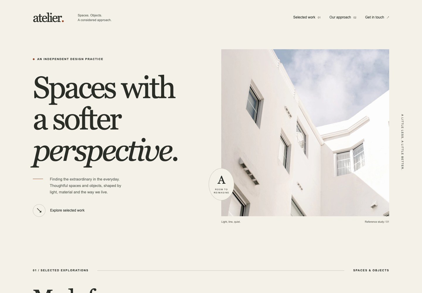 An architectural portfolio with room to breathe.